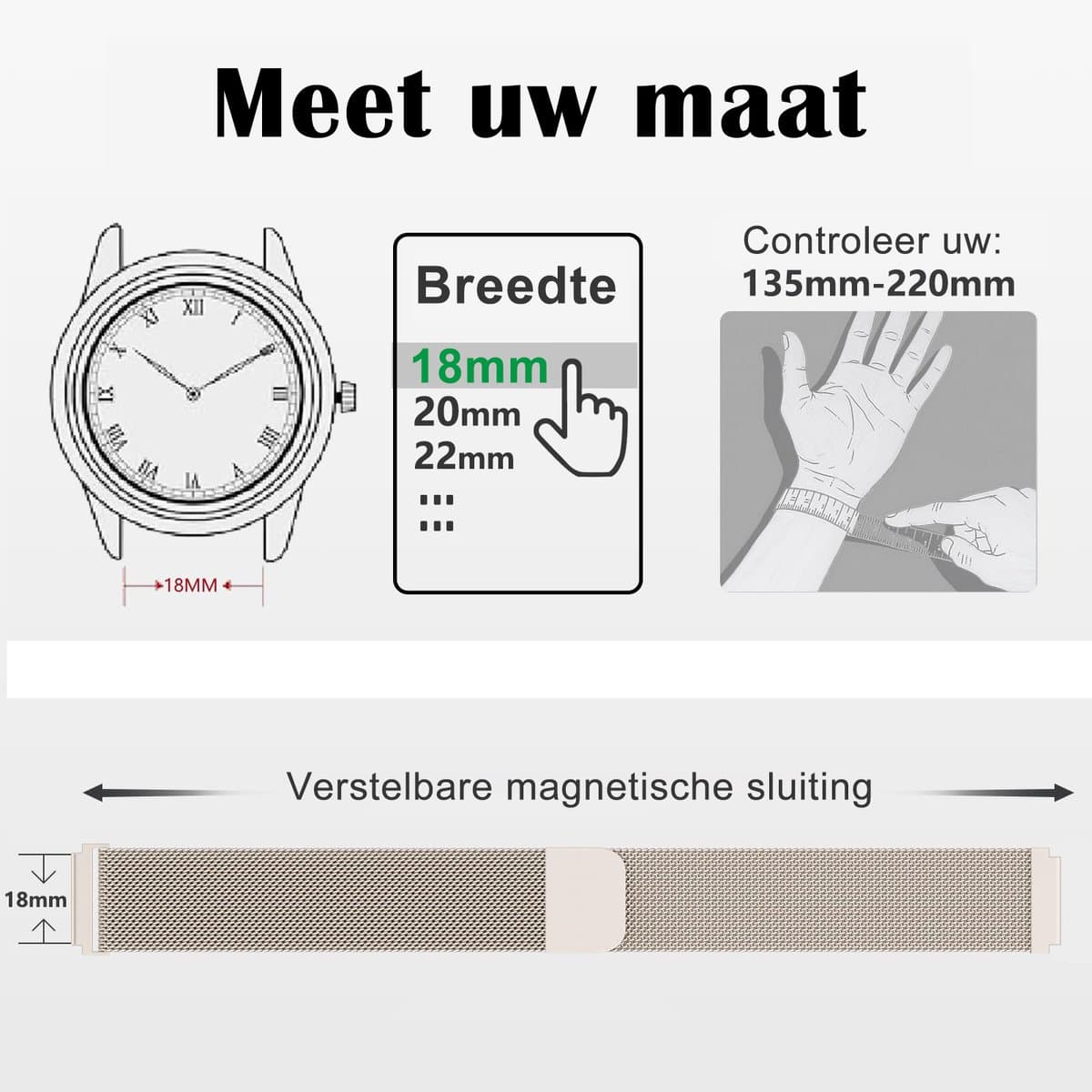 Stravo Smartwatch Milanees bandje 18mm – Garmin Vivoactive 4s / Vivomove 3s / Venu 2s / 3s / Forerunner 255s / 265s / Venu 4 - 41mm - Luxe Milanese Horlogebandje voor Huawei Watch GT 6 / GT 5 / GT 4 (41mm) / GT 5 Pro/ Watch 5 (42mm) - Roségoud thumbnail 3