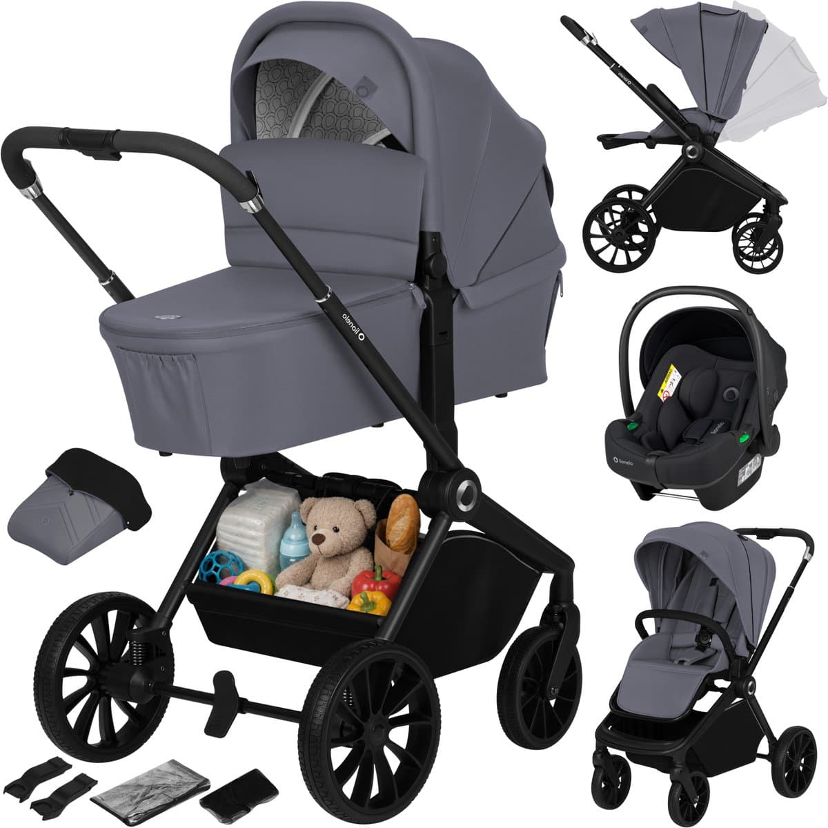 Lionelo Mika Plus 3in1 - Kinderwagen met autostoel en reiswieg