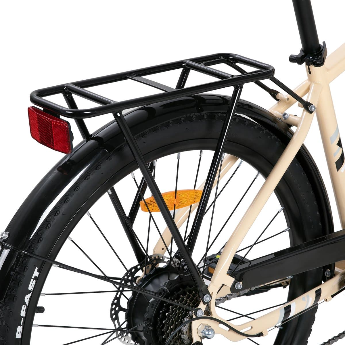 HILAND Rhythm elektrische stadsfiets - 26 inch - 250W motor - 50km actieradius - 36V 7.8Ah accu - Shimano 7-versnellingen - Unisex - Geel thumbnail 3