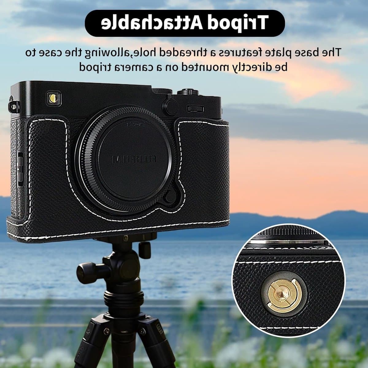 Stijlvolle en beschermende cameratas voor Fujifilm X-E5 van PU leer - Perfecte pasvorm, accessoires en draagtas voor fotografen thumbnail 5