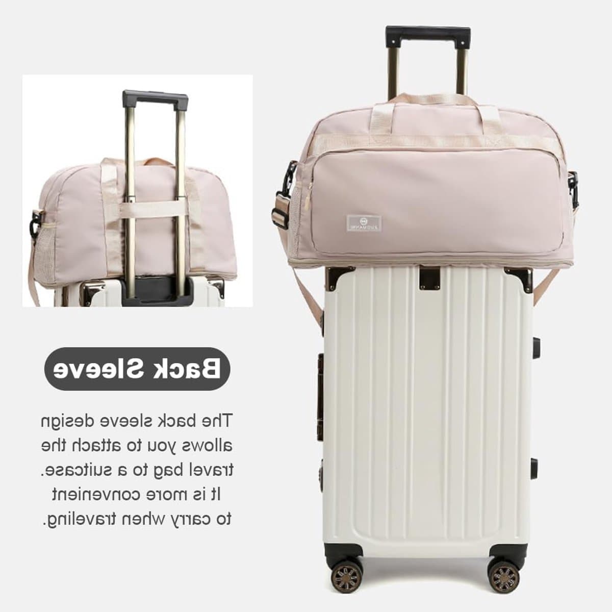 Grote Sport Duffle Bag voor Vrouwen 50L, Uitbreidbaar van 37.7L naar 50.7L, Waterdichte Sporttas voor Zwemmen, Reizen en Weekenduitjes, Ideaal als Gymtas en Handbagage, Grijs thumbnail 7