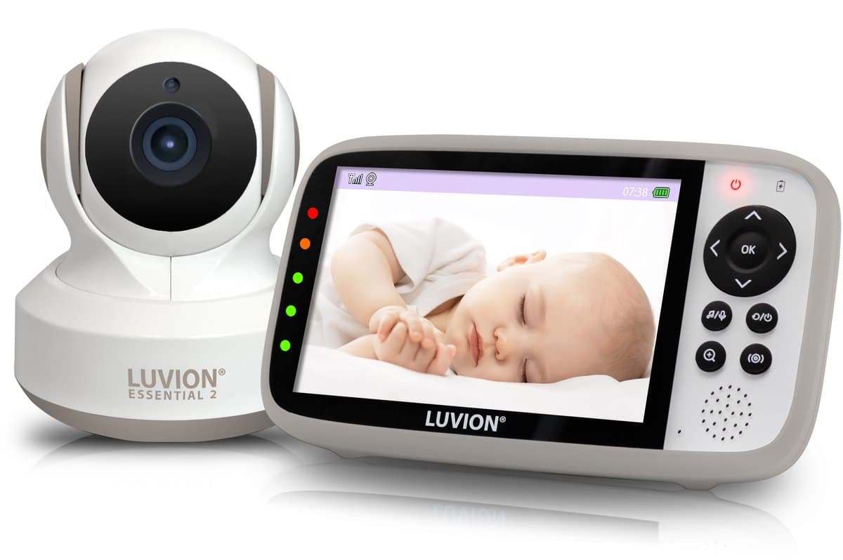LUVION® Essential 2 Nordic Grey Babyphone - Babyfoon met Camera - Uitbreidbaar tot 4 Baby Camera's - Premium Baby Monitor - Taupe - afbeelding 1