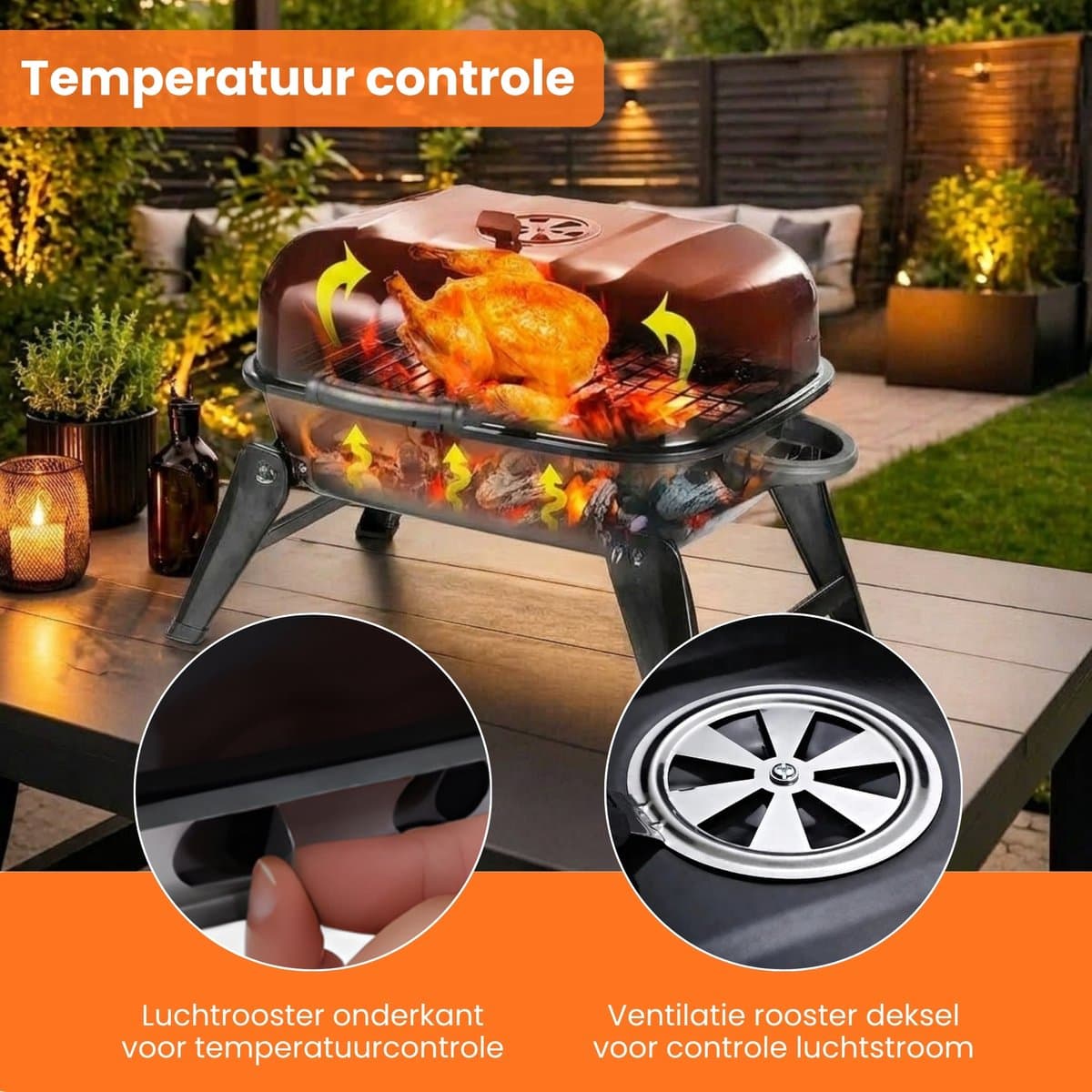 Zenzee® Barbecue - Houtskool - Houtskool BBQ - Tafel BBQ - Balkon BBQ - Camping BBQ - Draagbaar - Zwart thumbnail 3