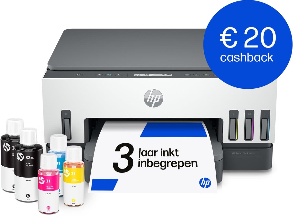 HP Smart Tank 7005 – All-in-One Kleurenprinter – Inkjet Tankprinter – Wifi & AirPrint – Tot 3 Jaar Printen – Printen, Scannen, Kopiëren – Dubbelzijdig – Zonder Cartridges
