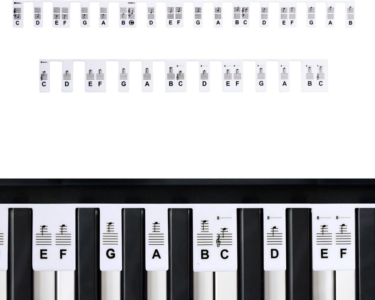 Verwijderbare piano-/keyboardnotenstickers, 61 toetsen, siliconen thumbnail 3