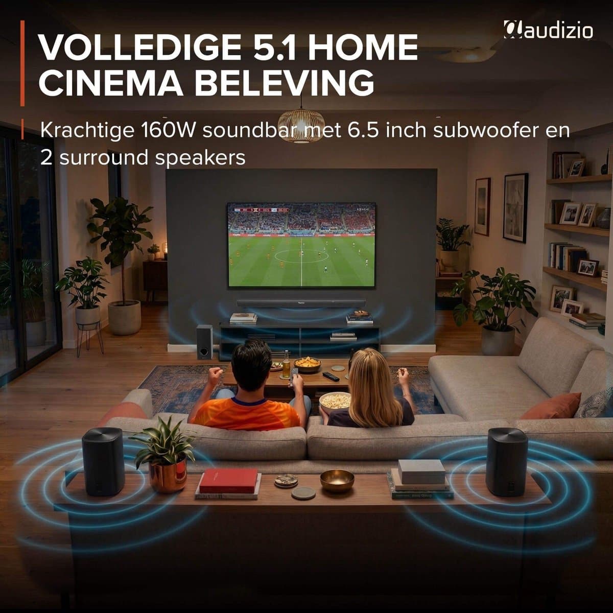 Soundbar - Audizio SB100 - Soundbar met subwoofer - 160W - 5.1 Surround set home cinema - HDMI-ARC - Bluetooth thumbnail 2