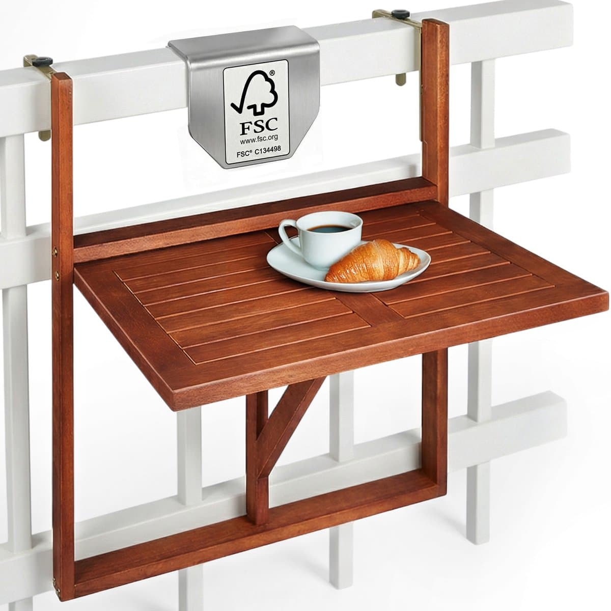 Casaria Balkontafel Hangend – 64 x 45 x 87 cm – FSC® Acaciahout – Bruin