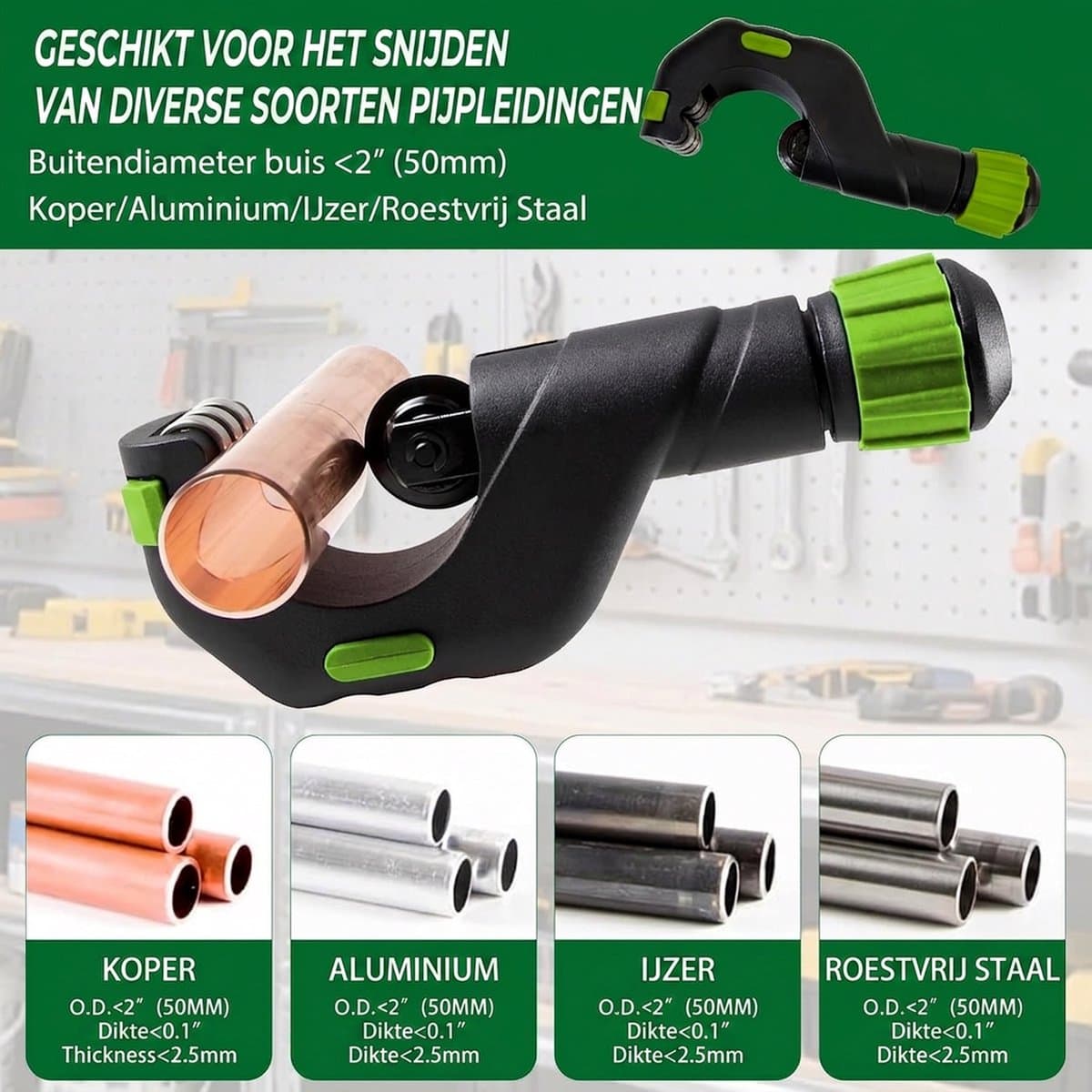 Fokelyi - Pijpsnijder - met ontbramer - Bereik 0 tot 50 mm Buizensnijder voor staal - Pijpsnijder koper - PVC Schaar - 2-delige set thumbnail 5