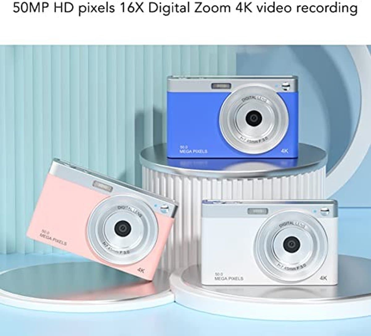 Dailygoods - Dailygoody - Digitale Camera - Kinderen - 4K Vlogging-camera - Wit - Beginnerscamera - Ideaal voor studenten - Ingebouwd LED-vullicht thumbnail 3