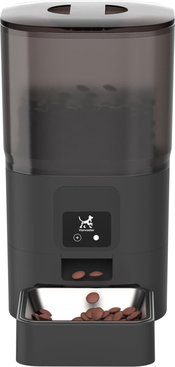 Viervoeter Feed - Automatische Voerbak 6L - Kat en Hond - Voerautomaat met App & Audio - Zwart