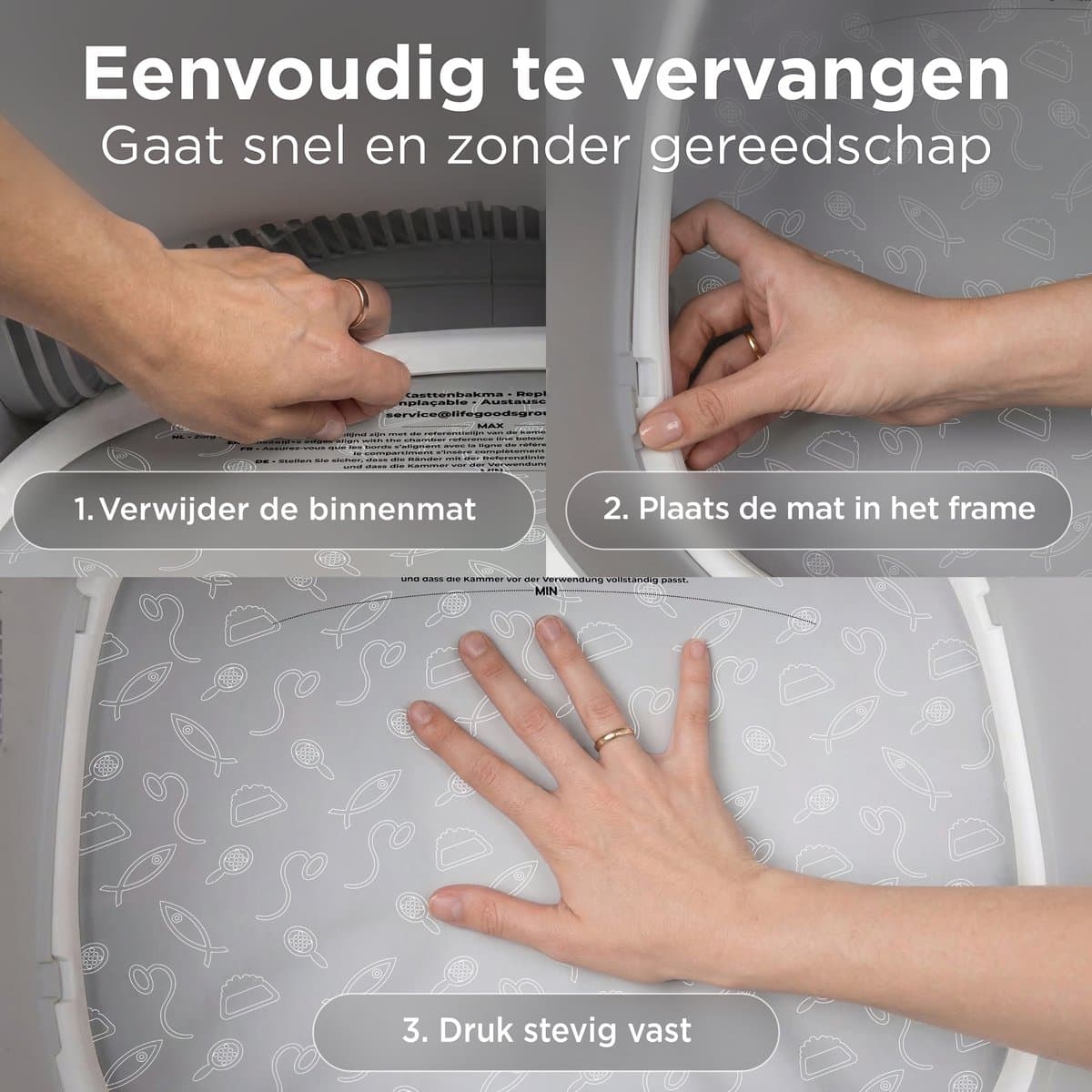 TrevoPet® Kattenbakmat - Waterdichte Kattenbak Mat voor Zelfreinigende Kattenbak - Krasbestendige Kattenmat - Binnenmat Oxford Stof - Beschermmat - 41x40cm thumbnail 5