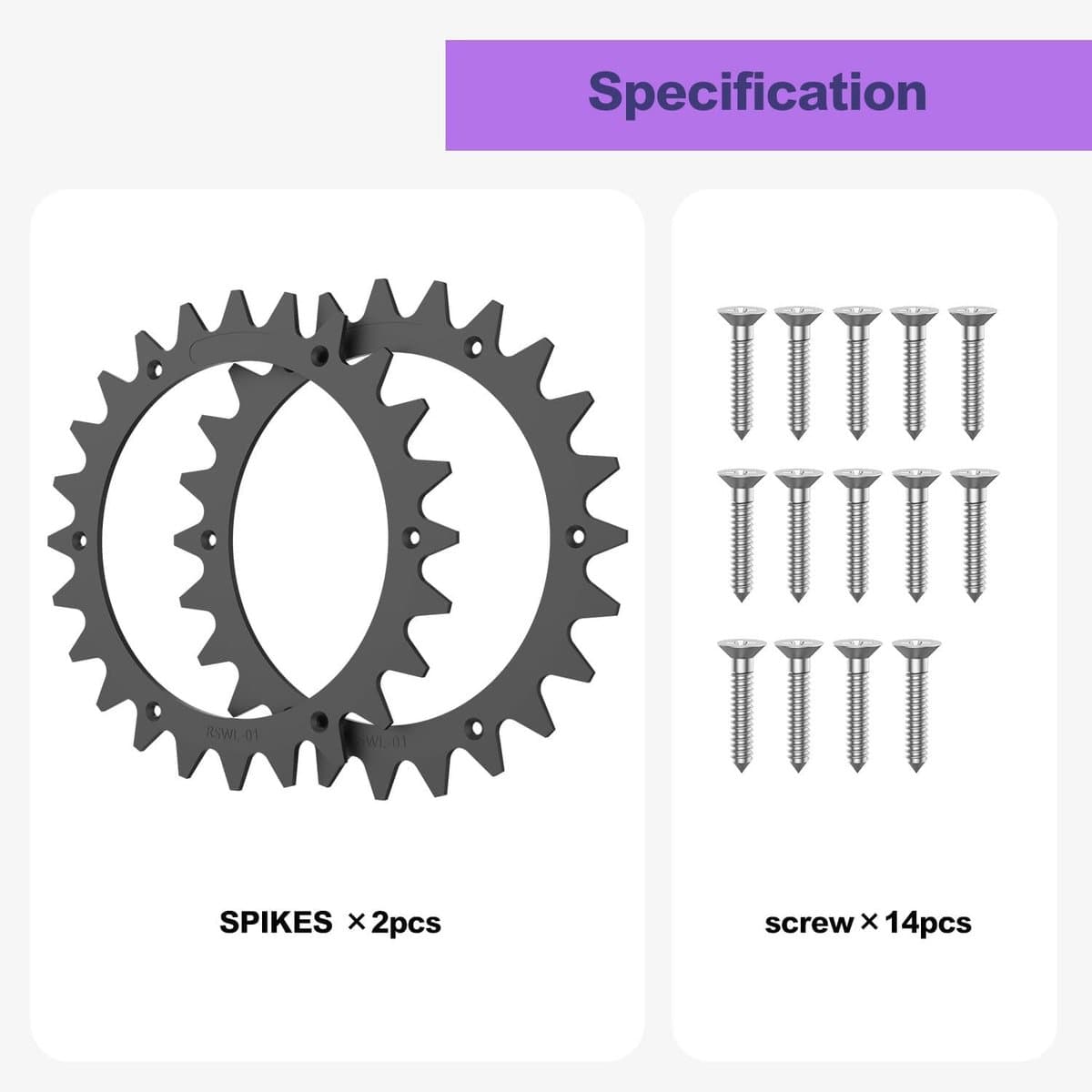 Sander Shop Robotmaaier kunststof spikes voor Worx Landroid S & M, 205 mm robotmaaier, wielspikes met 12 schroeven, tractieverbetering voor robotmaaier, spikes accessoires thumbnail 2