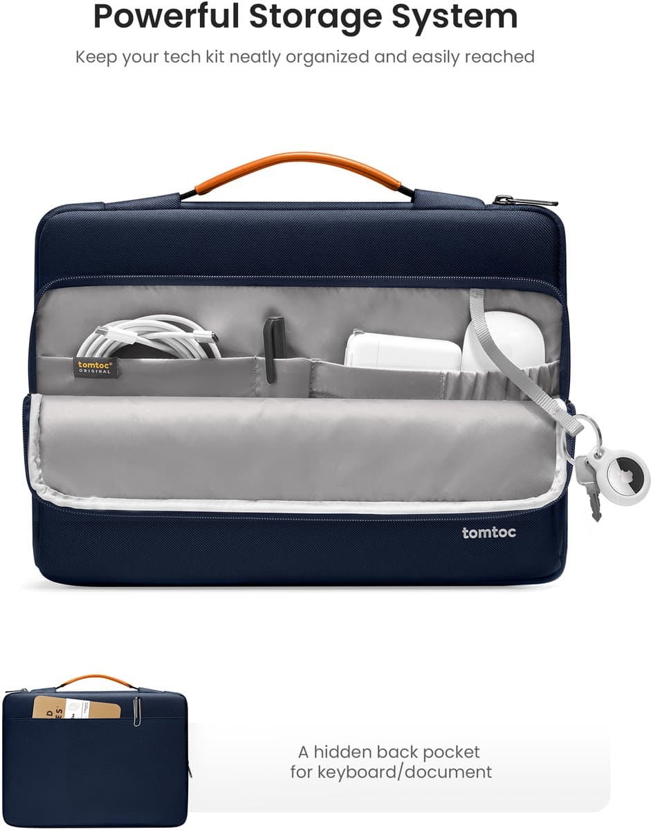 tomtoc Defender-A14 360 beschermende laptoptas voor 2026 16-inch MacBook Pro M5 Pro/Max A3428 A3429, M4/M3/M2/M1 Pro/Max, waterbestendige laptoptas met accessoirevak voor de nieuwe Razer Blade 15 thumbnail 6
