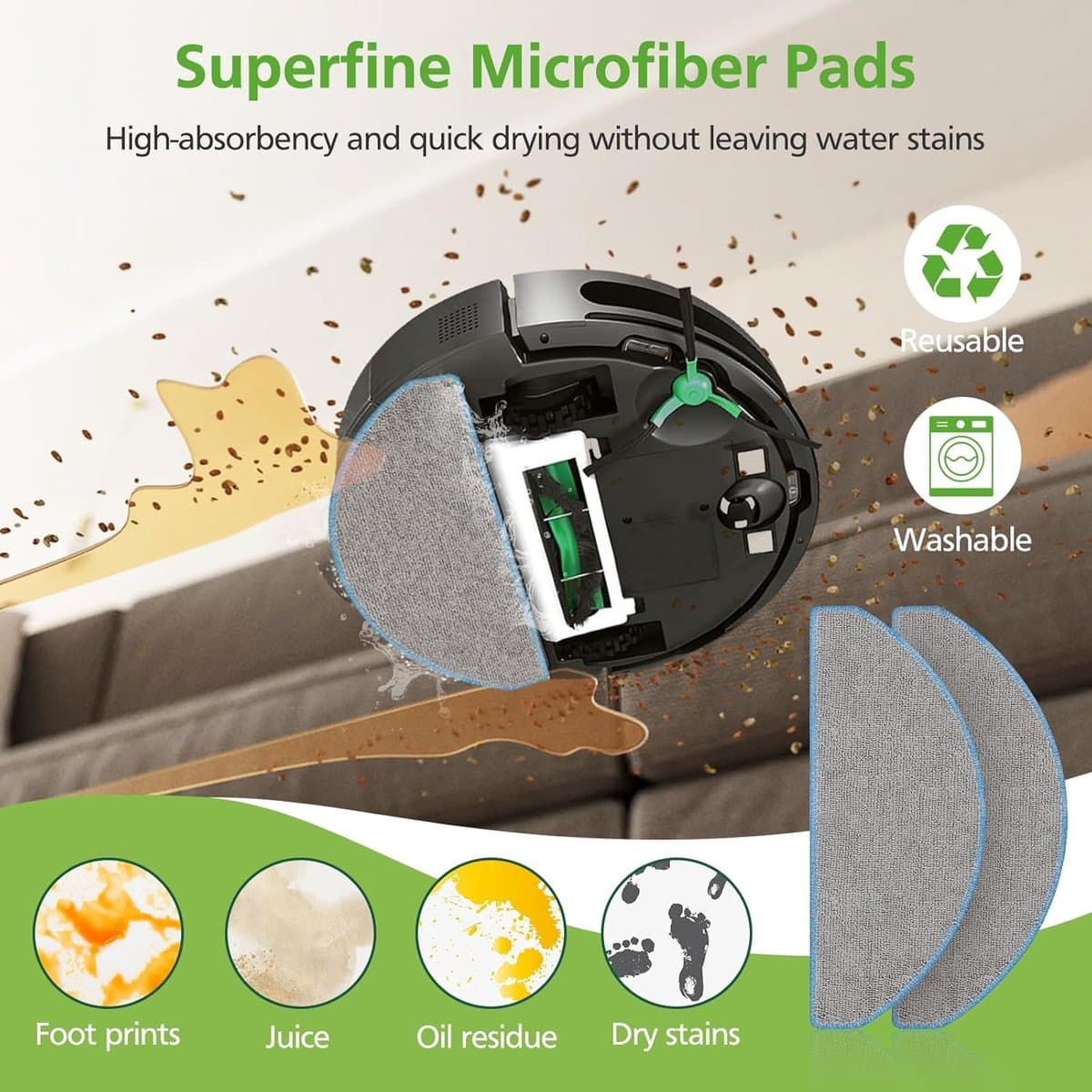 24 stuks vervangende onderdelen voor iRobot Roomba 104/105 Vac/ 105 Combo/ Q052 robotstofzuiger, Q0520 105 accessoires. Inclusief 2 hoofdborstels, 6 filters, 6 stofzakken, 6 zijborstels, 4 dweilpads thumbnail 4