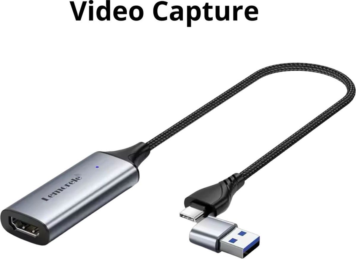 Lemorele AC05 – Video Capture Card – 1080P@60Hz – HDMI naar USB – USB-A & USB-C – Plug & Play – Aluminium Behuizing – Voor OBS/Streaming – Windows/Mac/Linux/Android thumbnail 2