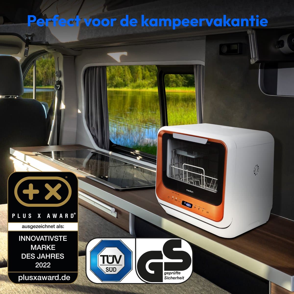 MEDION Mini vaatwasser DWT20 (tafelvaatwasser, 2 couverts, werkt met/zonder wateraansluiting, 6 programma’s, babyflessen, starttijdkeuze, vrijstaand), brons thumbnail 3