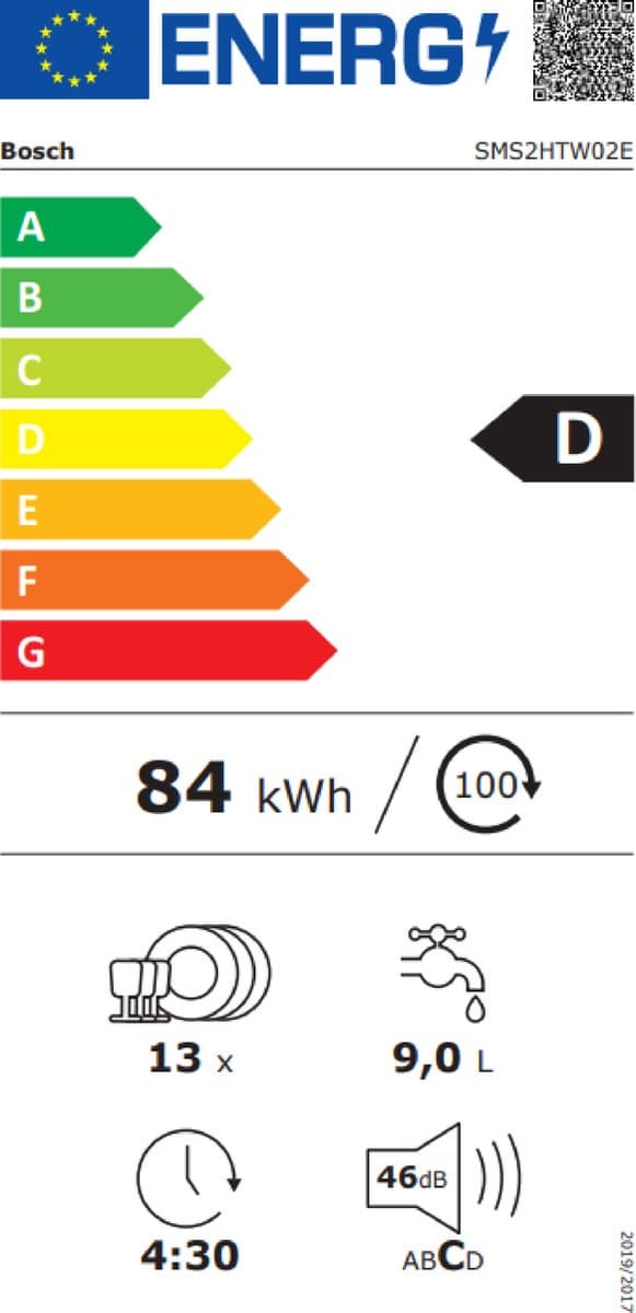 Bosch SMS2HTW02E - Serie 2 - Vaatwasser - Vrijstaande vaatwasser - 60 cm - Wit - Energielabel D - Home Connect - Extra Droog: optie voor extra grondige droogresultate thumbnail 2