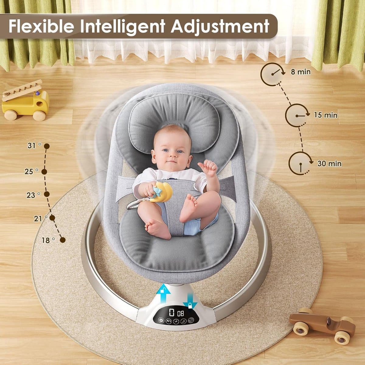 Lexium Elektrische wipstoel - Baby swing elektrisch - Elektrische schommelstoel - Elektrische schommelstoel baby thumbnail 2