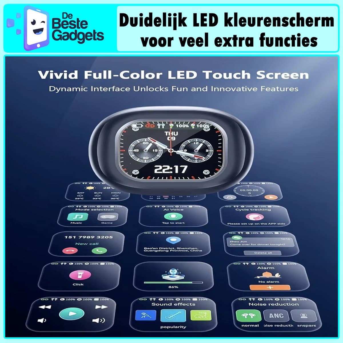 De Beste Gadgets Draadloze Oordopjes: open-ear, touchscreen case, 70 uur thumbnail 4