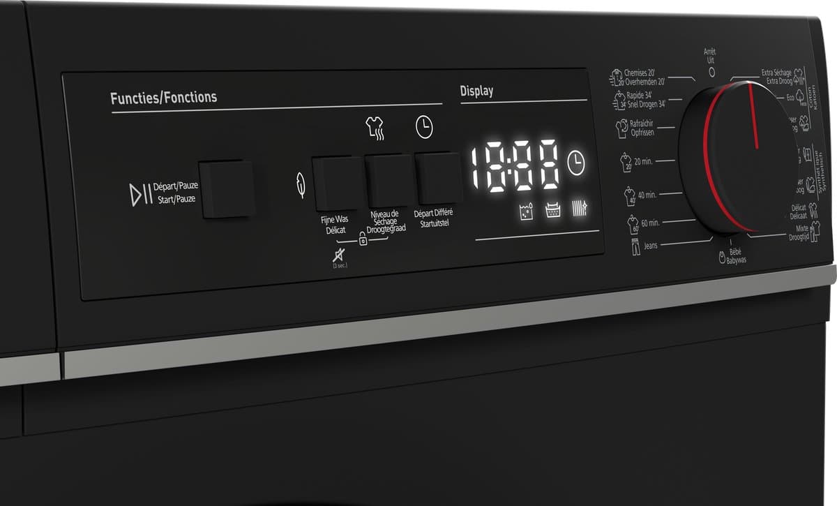 Sharp KDNA8S6BCBE - warmtepomp droger - 8 kg - energie label C - 15 programma's - LED trommelverlichting - links en rechts draaiend - mat zwart thumbnail 4