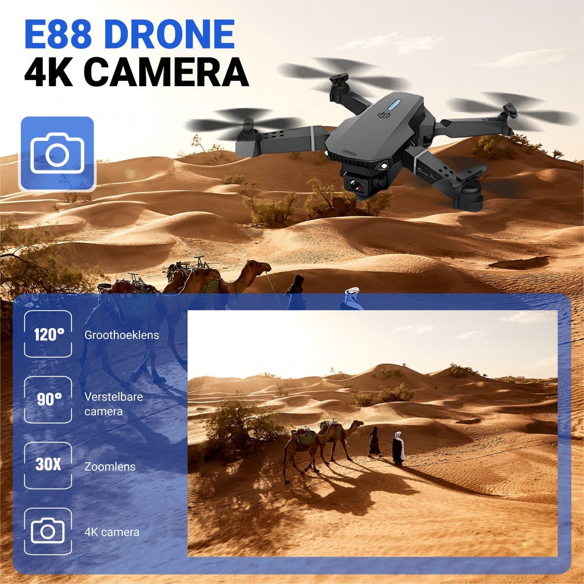 HAWX Drone - Drone met 4K Camera - Mini drone - Voor Kinderen/Volwassenen - Drones - Tot 90 Minuten Vliegen - Incl. 3 Batterijen, Opbergtas, Landing Pad thumbnail 3