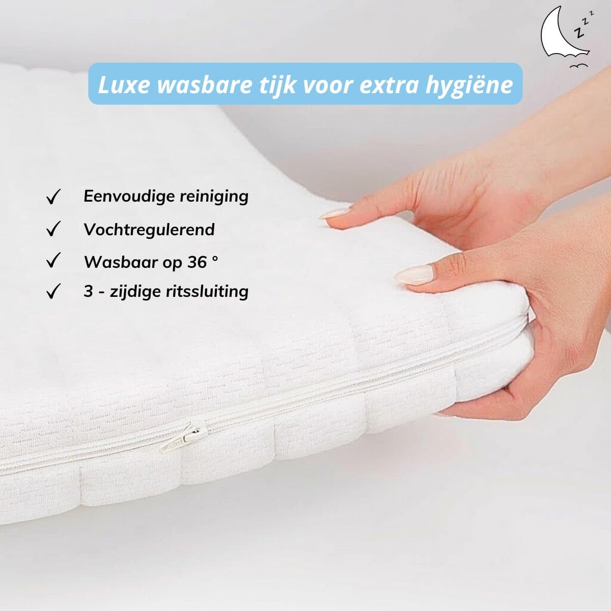 Maan matras® - Topper 160x200 - Topmatras - Topdekmatras - 8cm dik - HR Koudschuim - Afritsbaar en wasbaar - Medium Hardheid - Matrastopper - Topper Hotel XL thumbnail 4
