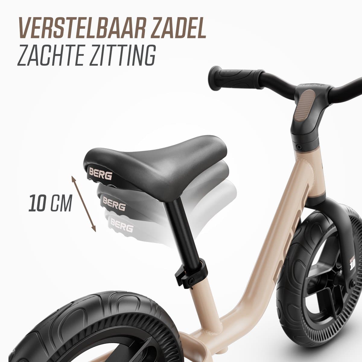 BERG MOOV10 Loopfiets - 2+ jaar - 10 inch - Lichtgewicht - Anti-lek EVA Banden - Verstelbaar Stuur en Zadel - Sand Beige thumbnail 7