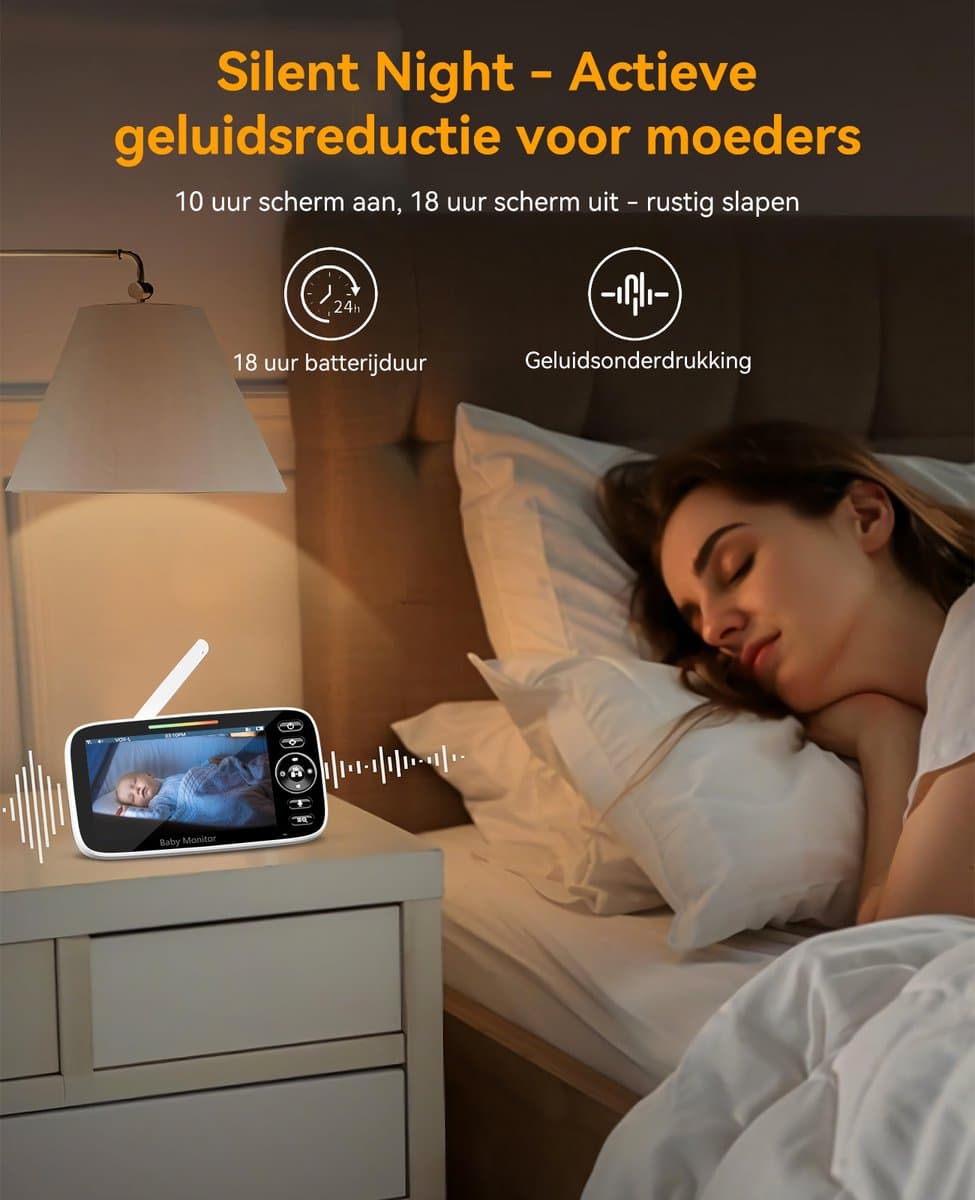 Sytifro Babyfoon met 2 Camera – Baby Monitor met standaard en VOX-modus - zonder wifi, bescherming van de privacy en veiligheid van de baby - Hondencamera - Huisdiercamera - Temperatuursensor - Terugspreekfunctie - Video & Audio - Wit thumbnail 5