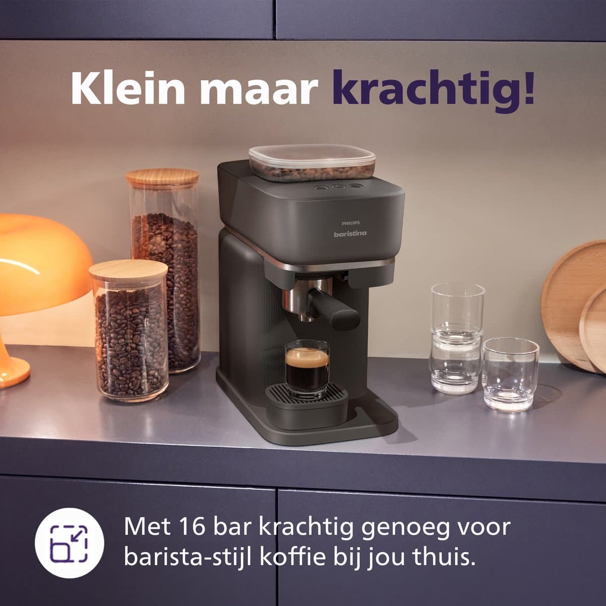 Philips BAR305/60 Baristina - Semi-Automatische Espressomachine - Pistonmachine - Koffiemachine met Bonen - Zwart thumbnail 7