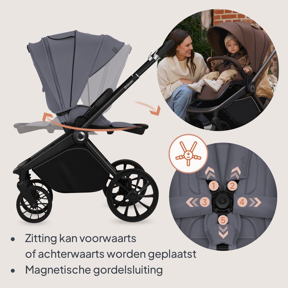 Lionelo Mika Plus 3in1 - Kinderwagen met autostoel en reiswieg thumbnail 4