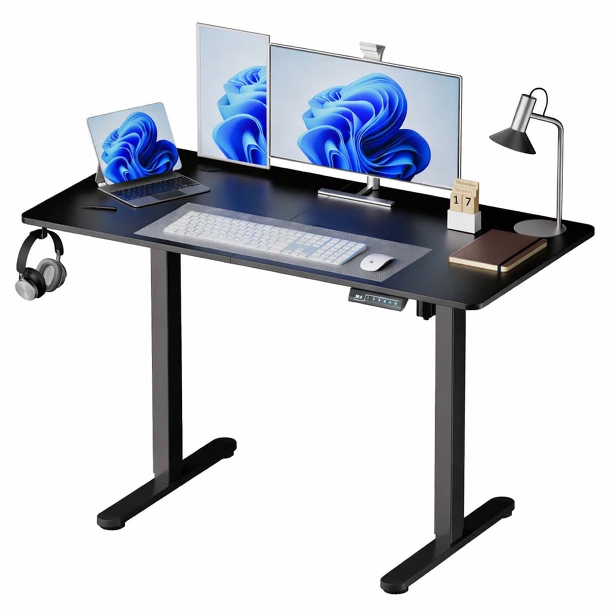 Zit sta bureau - 140 x 60 cm - hoogte verstelbaar - zwart