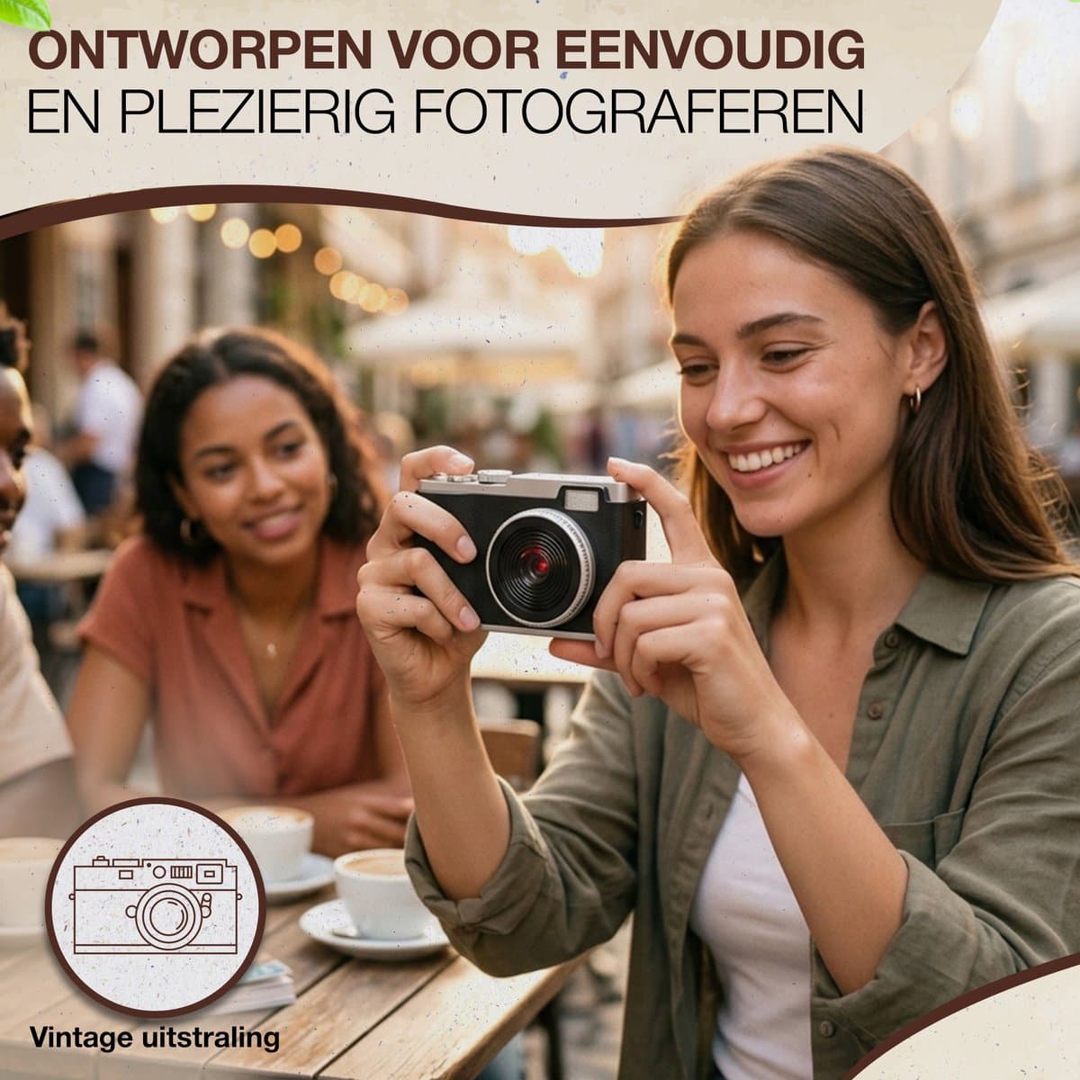 EMS Pro Smart Retro Camera met Scherm - Digitale Fotocamera - 64 Megapixel - Ingebouwde Filters - Video's & foto's - Minimalistisch Vintage Design - Met Xenon Flits - Oplaadbaar - 8GB - Zwart thumbnail 8