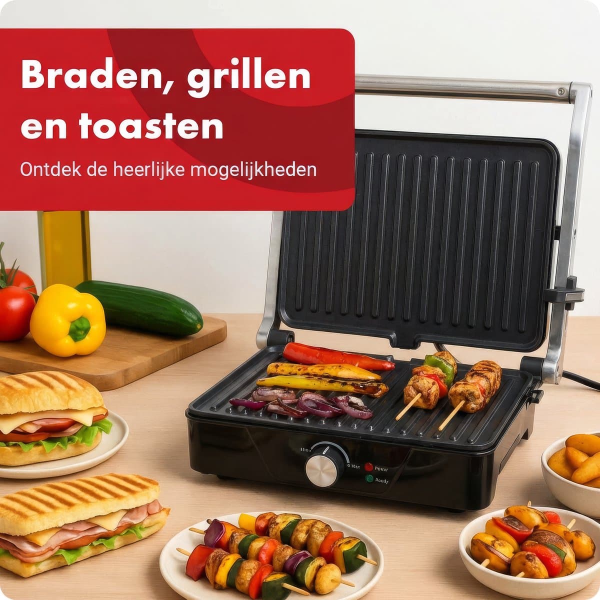 Tomado TGC4001S - XXL contactgrill - Tosti apparaat - 30 x 24 cm - Tosti ijzer - Instelbare temperatuur - Grill apparaat - PFAS vrij - 2000 watt thumbnail 6