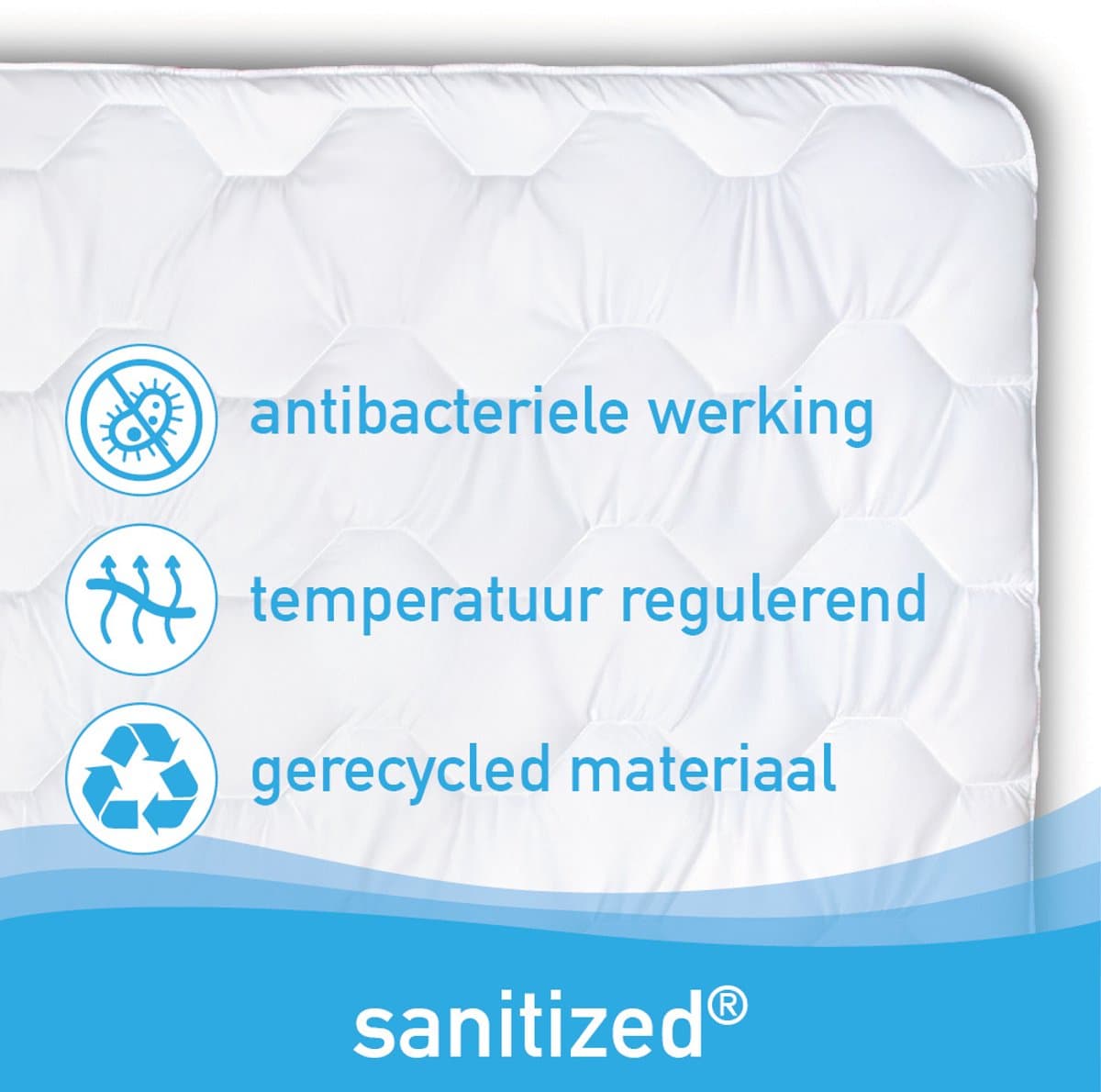 Vitality Pur Sky 4-Seizoenen Dekbed - 140x220 - Eenpersoons - 2-Delig Met Drukknopen - Sanitized Hygiënisch & Ademend Dekbed - Anti Allergie - Zomer & Winter dekbed thumbnail 7