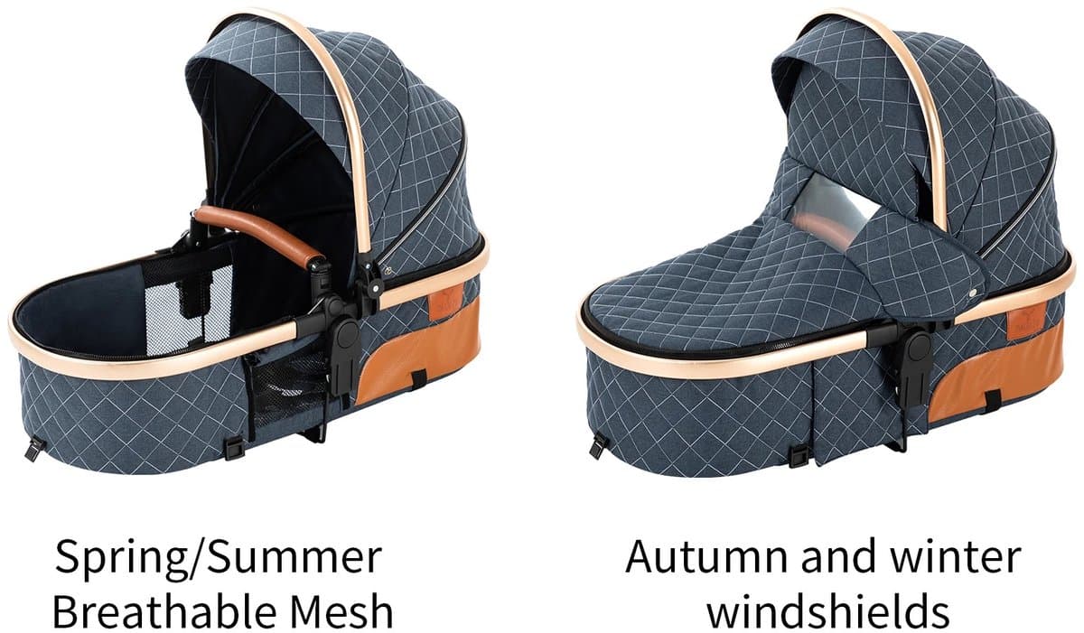 Kinderwagen Reis Systeem - 3-in-1 Kinderwagen - Veilig Vervoer - Lichtgewicht Aluminium Frame - Vanaf Geboorte - Khaki thumbnail 4