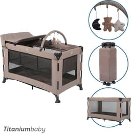 Productfoto van Titaniumbaby Campingbed SOLID Emma Lush Taupe inclusief Verschoontafel