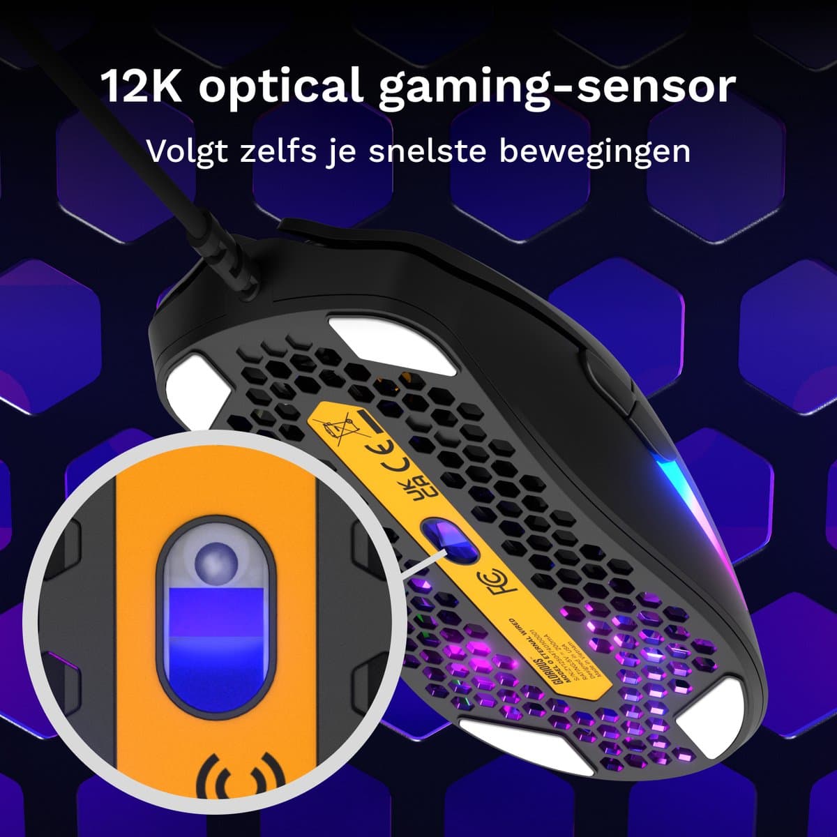 Glorious Gaming Model O Eternal - Bedrade Gaming Muis - 12K DPI - Ultralicht 55 g - Optisch - RGB - Zwart thumbnail 4