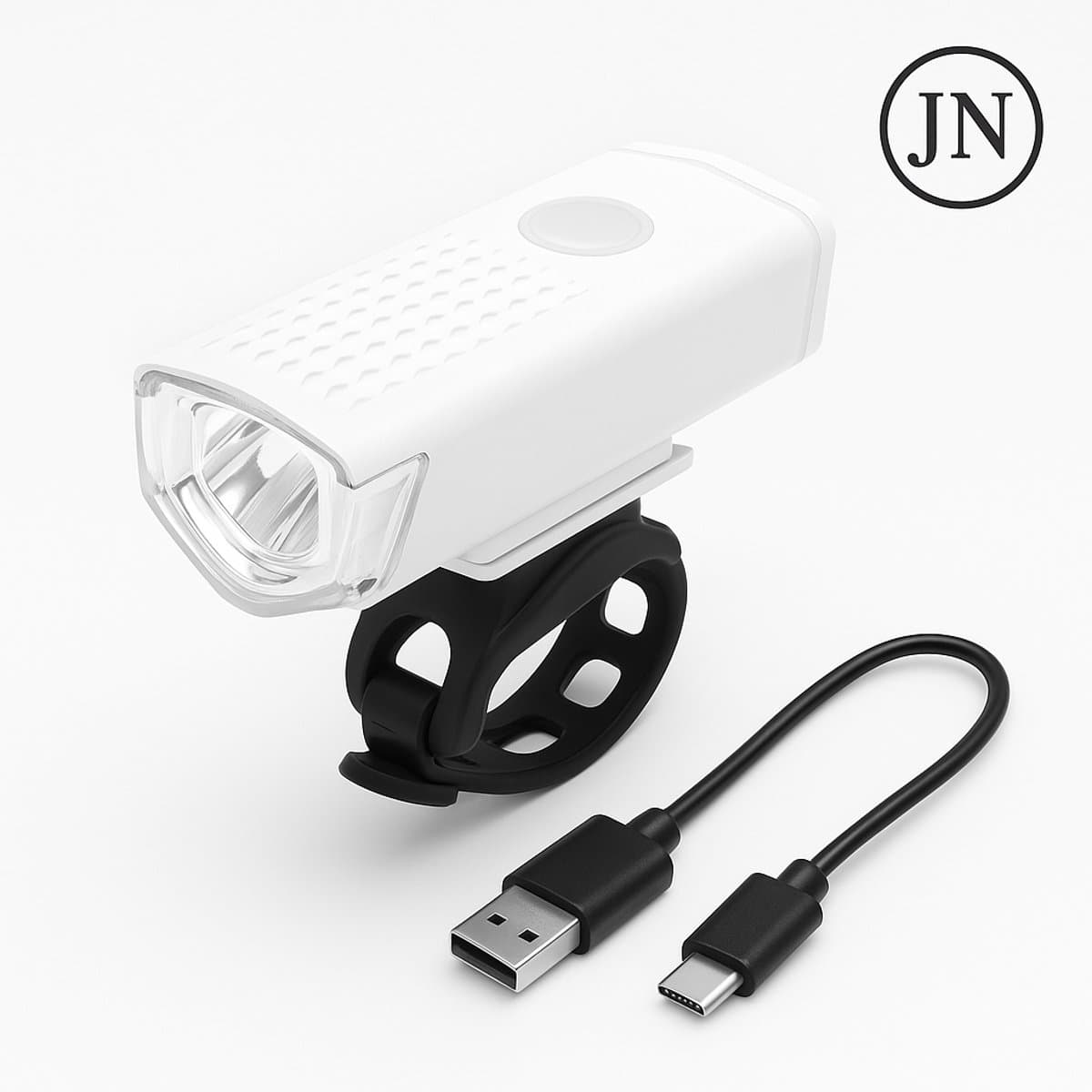 JN® Oplaadbare LED Fietslamp wit – Stijlvolle en Waterdichte Fietskoplamp met USB-aansluiting – Superheldere Fietsverlichting voor Dag & Nacht Veiligheid - Voorlicht fiets - Led voorlamp - Fietslicht - Koplamp fiets - Fietsverlichting thumbnail 3