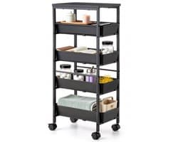Behave Trolley - Keukentrolley - Badkamer Organizer - Opbergkast op Wieltjes - 5 Lades - Zwart