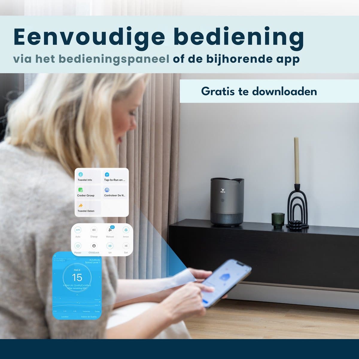 Vibrix PureFlow30 Pro – HEPA H14 Luchtreiniger met App thumbnail 8