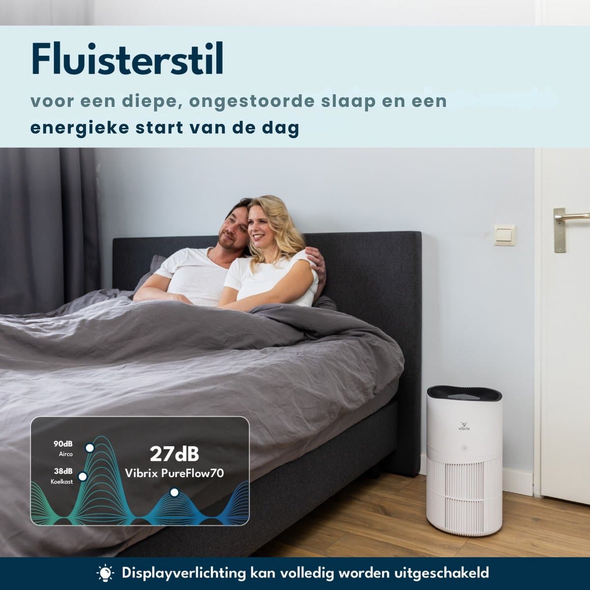 Vibrix PureFlow70 Luchtreiniger / Air Purifier – HEPA H13 + koolstoffilter – 468 m³/u – Voor kamers tot ca. 70 m² – Ionisator – App-bediening – Zeer stil met slaapstand – Luchtkwaliteitindicator thumbnail 5