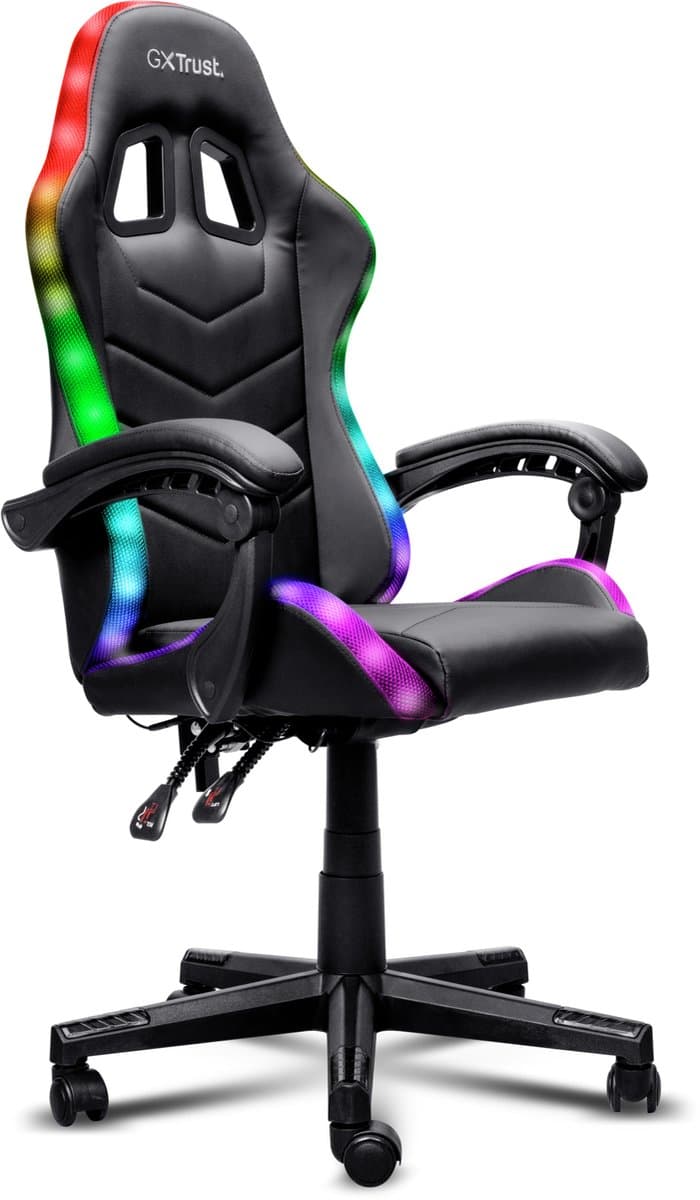 Trust GXT 704 Roniq RGB - Gaming stoel - Gamingstoel - RGB Verlichting - Gamestoel met Verstelbare Rugleuning En Zitting - Zwart