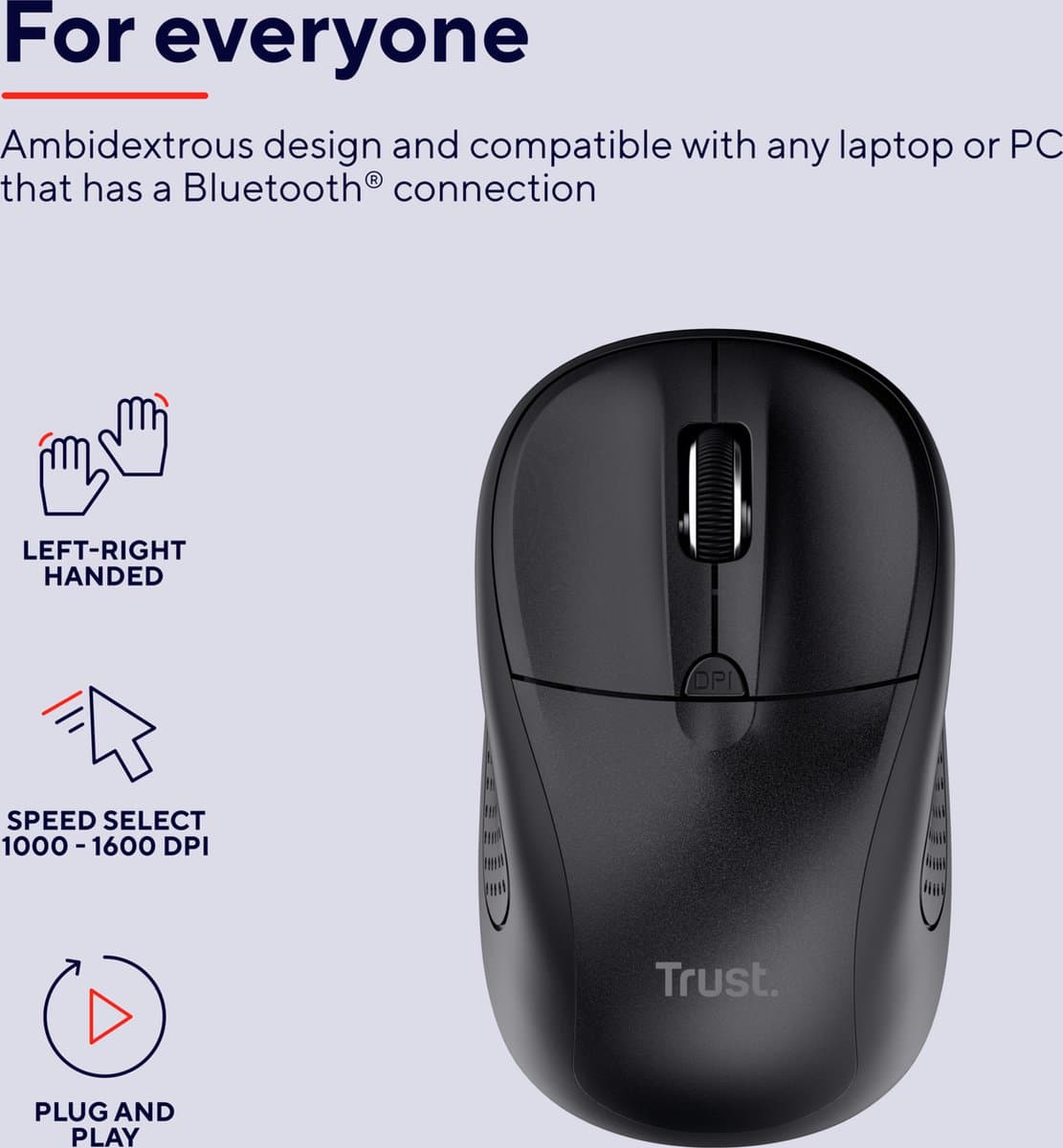 Trust Primo Bluetooth - Draadloze Compact Muis - Zwart thumbnail 5