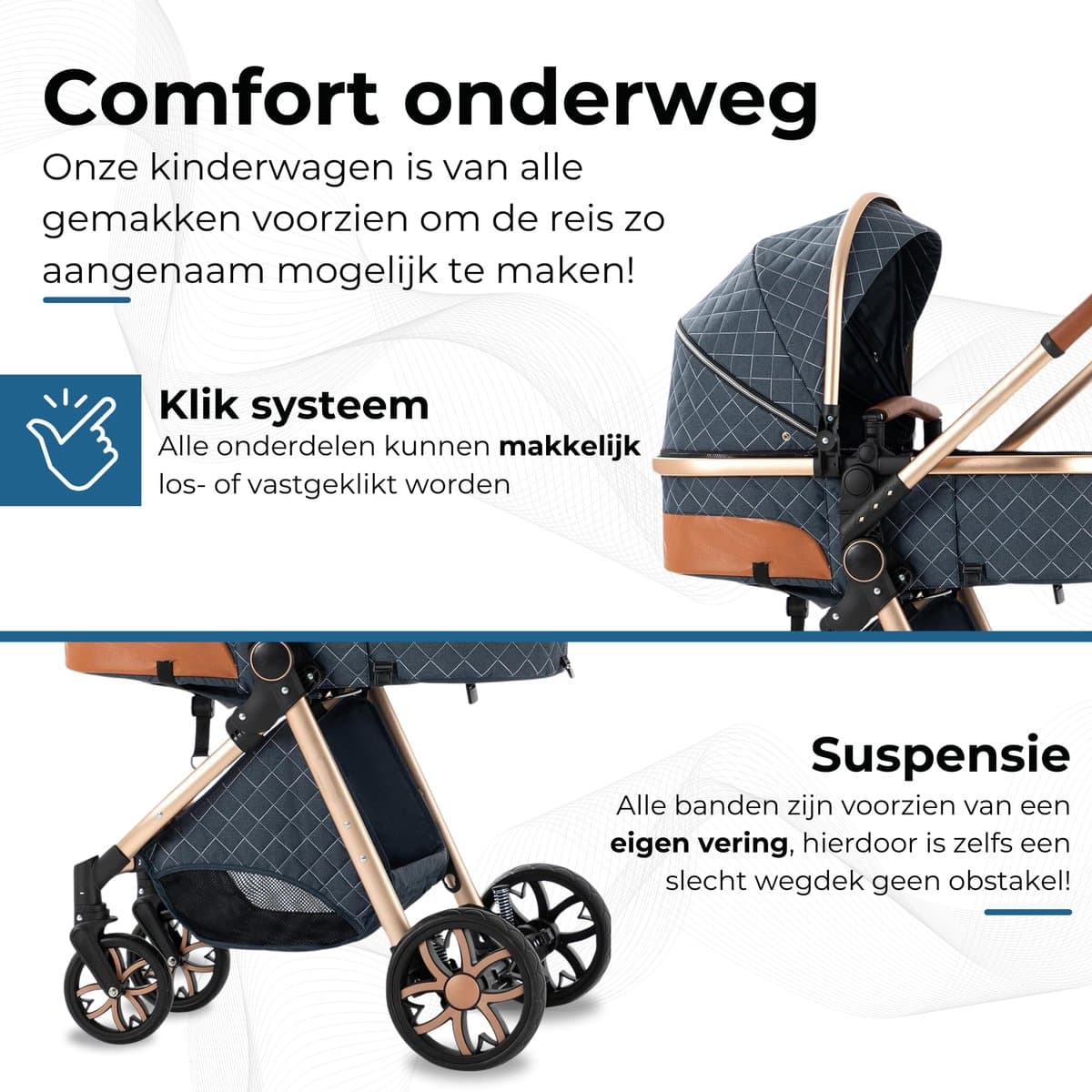 Lunola Nova - Kinderwagen 3-in-1 - incl. autostoel - 0-20kg - XXL - Multifunctionele Buggy 3in1 - Blauw thumbnail 8
