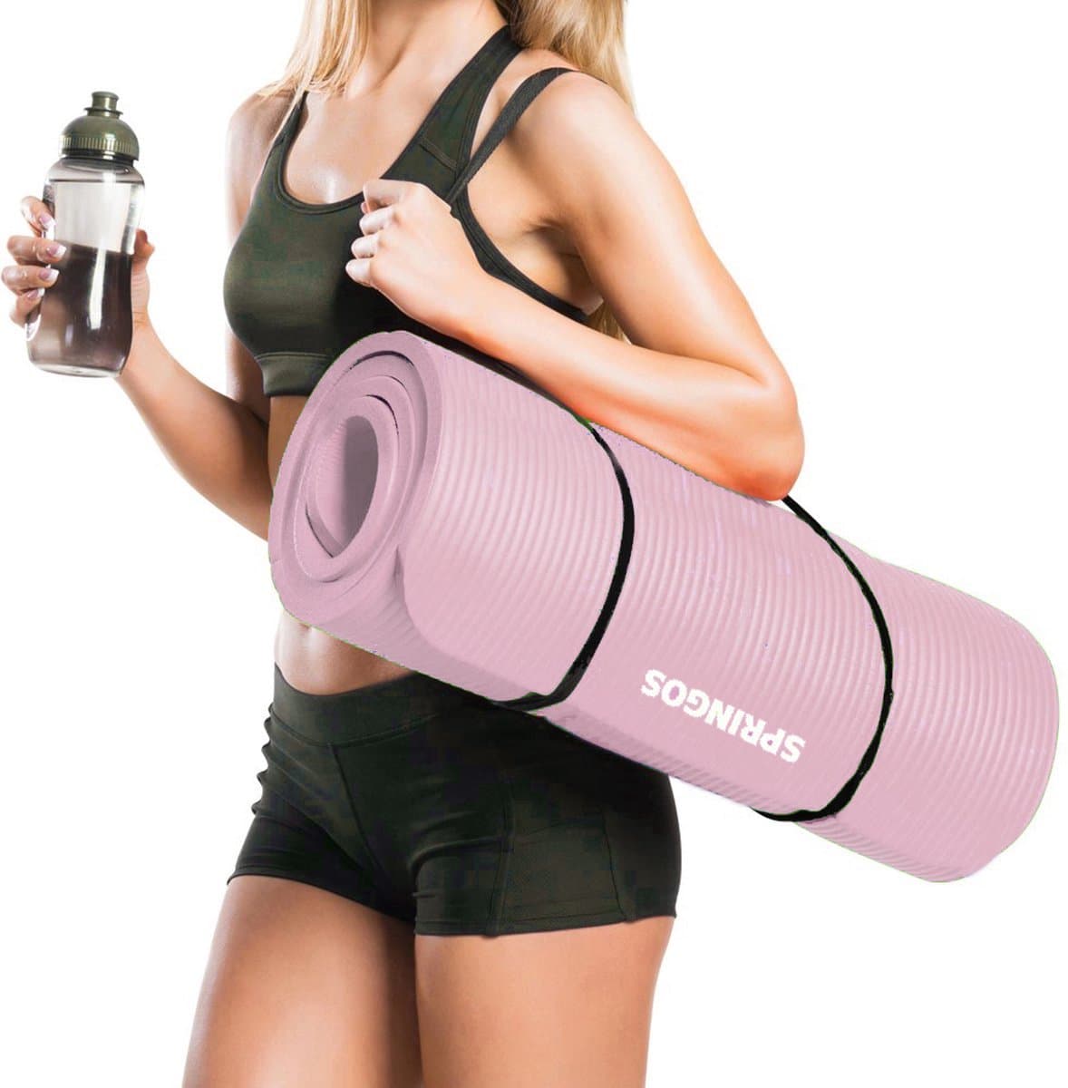 Yoga Mat - Fitnessmat - Premium Kwaliteit - Anti Slip - 61 x 183 x 1 cm - Roze thumbnail 2