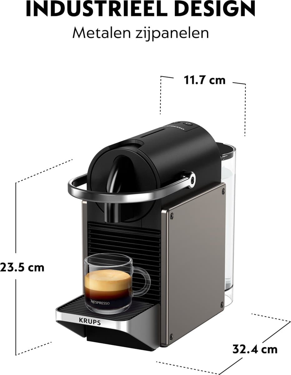 Krups Nespresso Pixie XN306T - Koffiecupmachine - Titan - Compact thumbnail 7