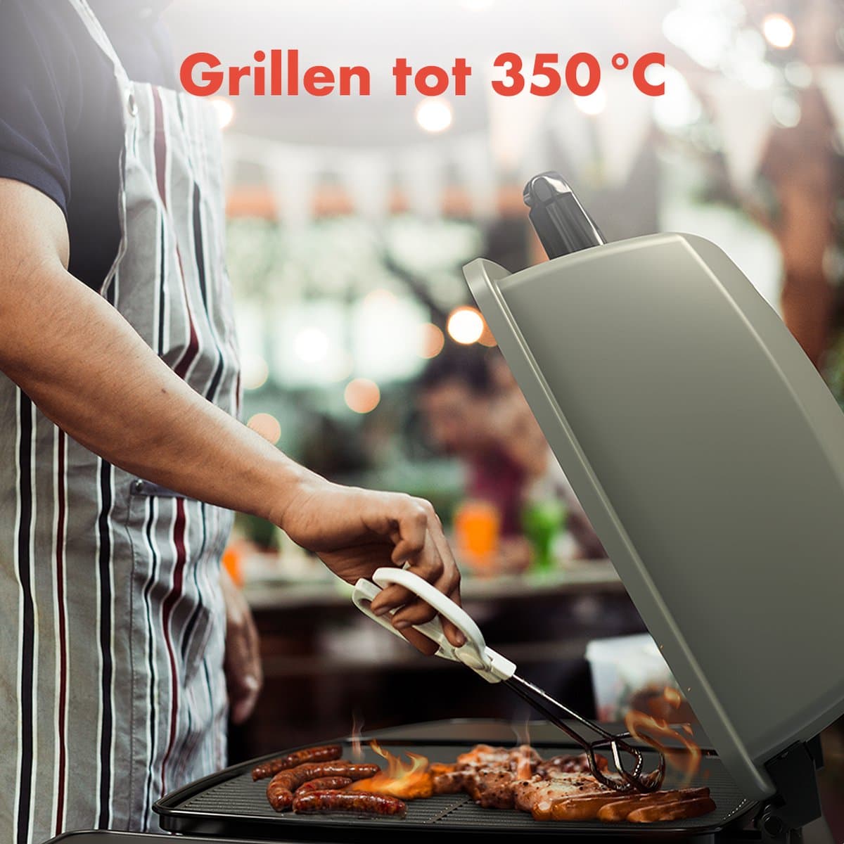KitchenBrothers Gas BBQ - Staand en Tafelmodel Barbecue - 2 Branders - PFAS Vrij - Tafelbarbecue - Anti-aanbaklaag - 37x48 cm Grilloppervlak - Zwart thumbnail 3