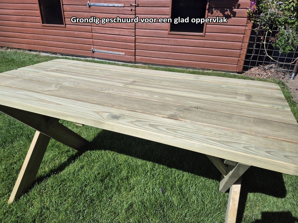 Houten Tuintafel 120cm – Premium - Extra Stevig & Landelijke Tuin tafel - Weerbestendig & Eenvoudige Montage - Andy thumbnail 5