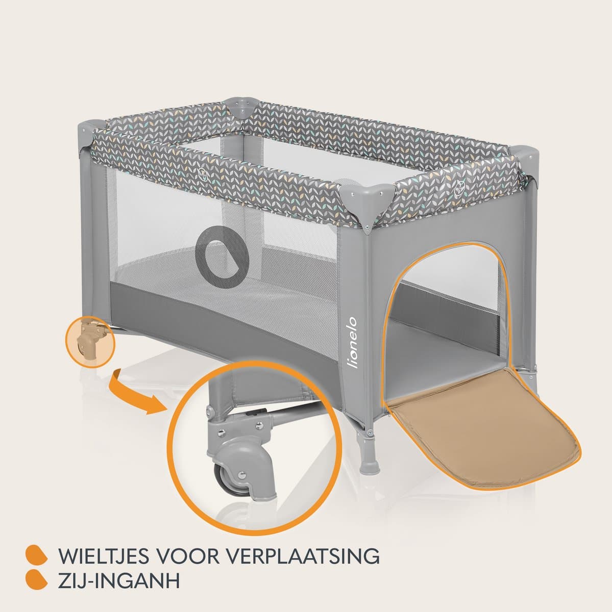 Campingbedje 3 in 1 - Baby Bed / Inklapbare Box / Reisbedje - 60x120 cm - 0-36 maanden / tot 15 kg - MET comfort MATRAS - Zij-ingang met rits - Wielen - Transporttas - Lionelo Stefi Babybed Babybox Ledikant thumbnail 8