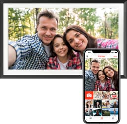 Productfoto van Pora&Co - Digitale fotolijst met WiFi en Frameo App - 15.6 inch - Pora – HD+ -IPS Display – Zwart hout - Micro SD – Touchscreen